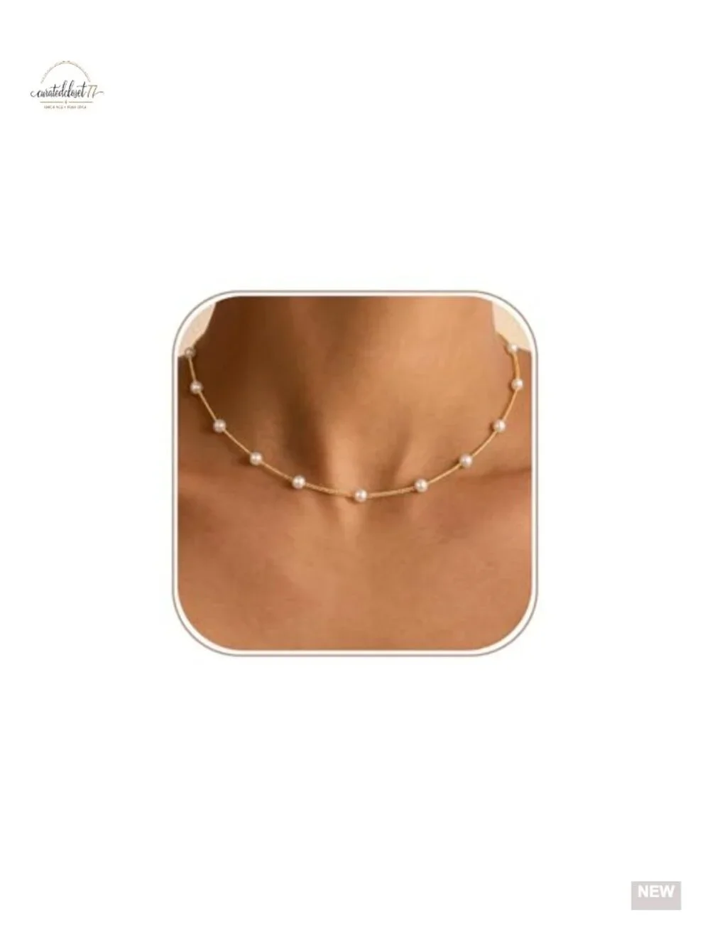 14k Gold Plated Pearl Choker Necklace with Lobster Clasp
